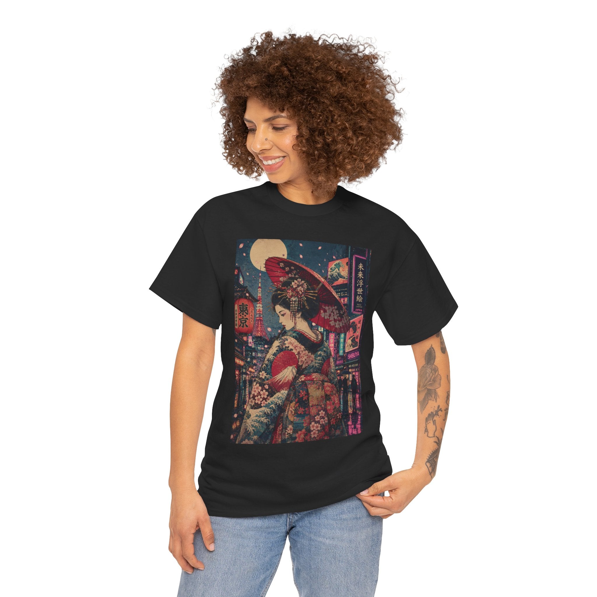 Geisha Nightstreet T‑Shirt — Vintage Japanese Cityscape Graphic Tee
