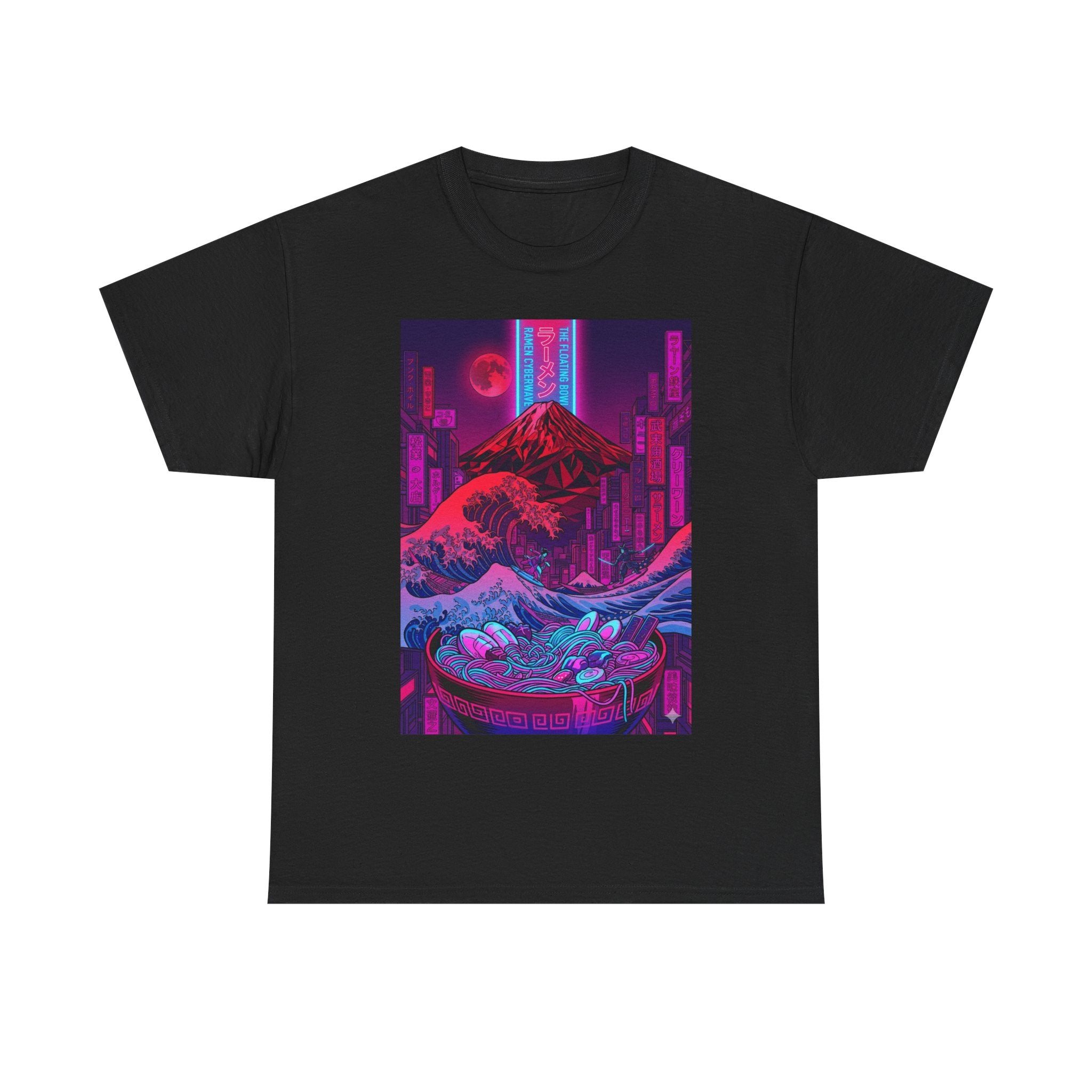 Vaporwave Mt. Fuji Wave Tee — Neon Cyberpunk Japanese Art Shirt