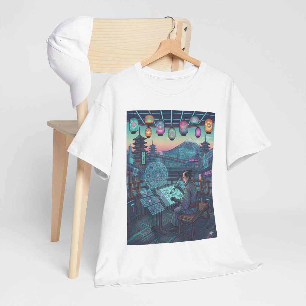 Cyberpunk Artist Tee — Night Studio Illustration T-Shirt - Japanese Streetwear T-Shirt | Tokyo Style X