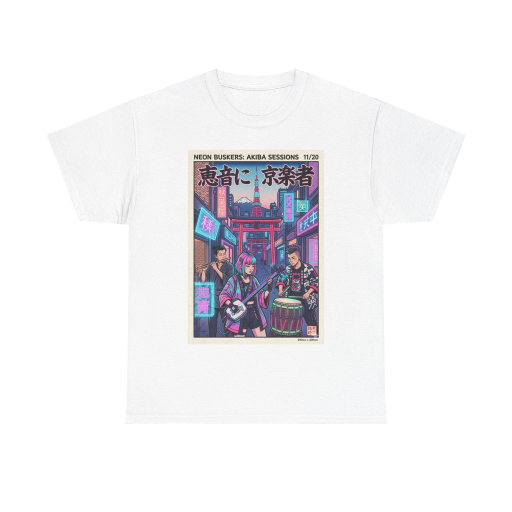 Japanese Night Market Band Tee — Neon Akiba Sessions Graphic T-Shirt