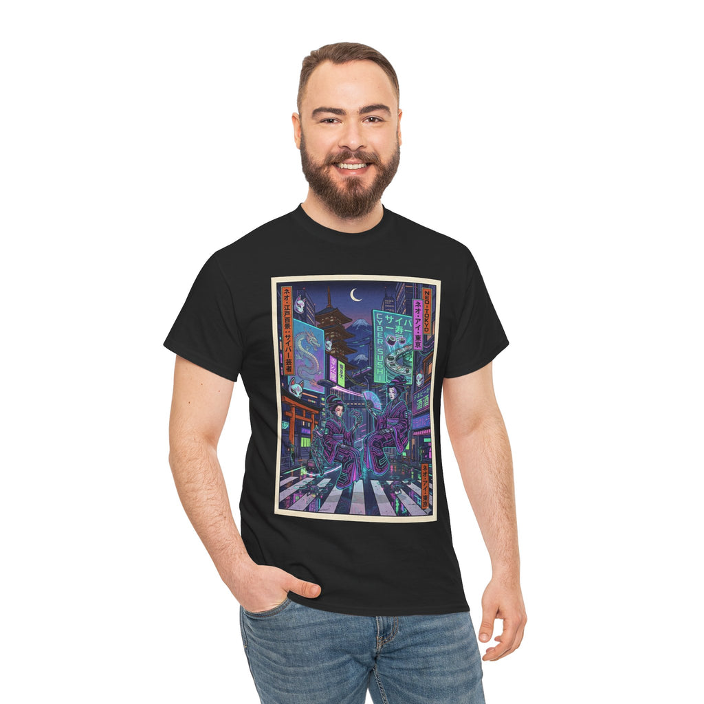 Cyberpunk Night Street T-Shirt — Neon Tokyo Alley Art Tee - Japanese Streetwear T-Shirt | Tokyo Style X