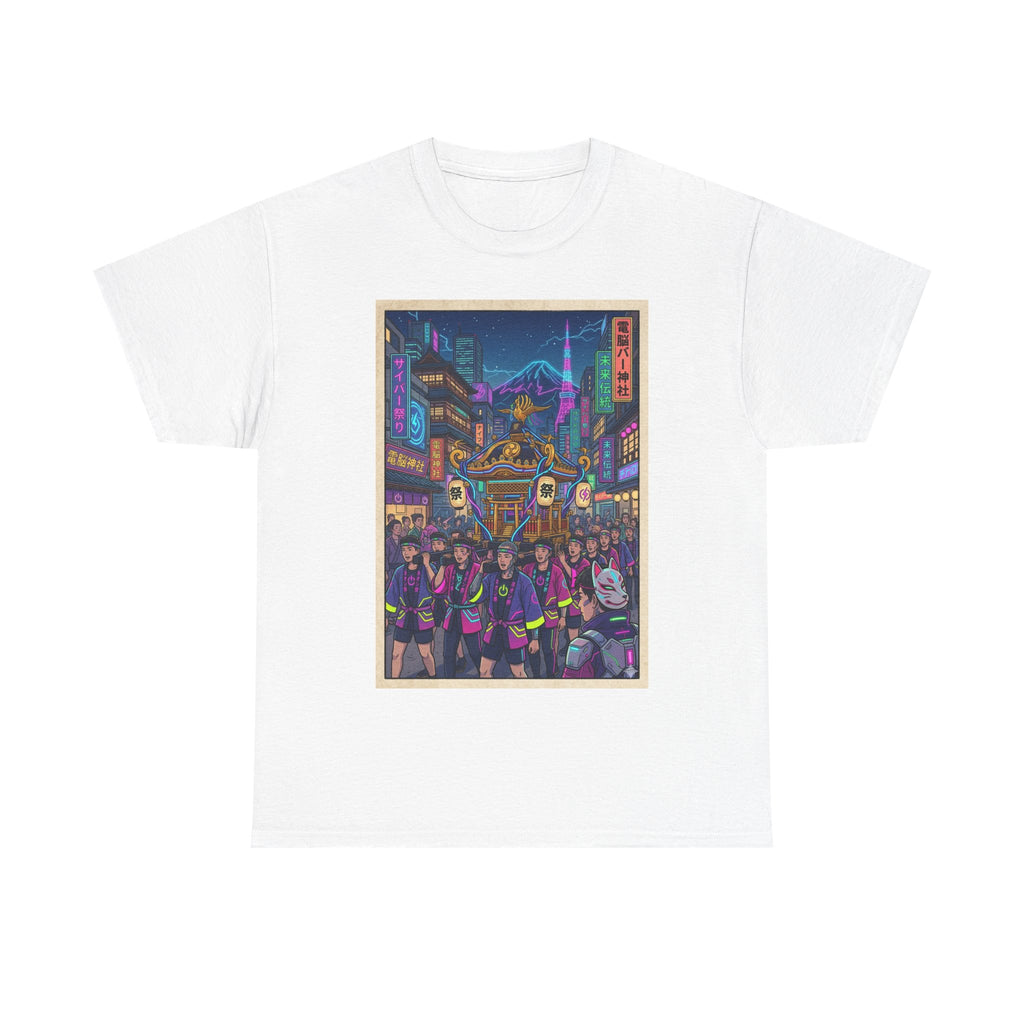 Cyberpunk City Night T-Shirt — Neon Tokyo Street Scene Graphic Tee
