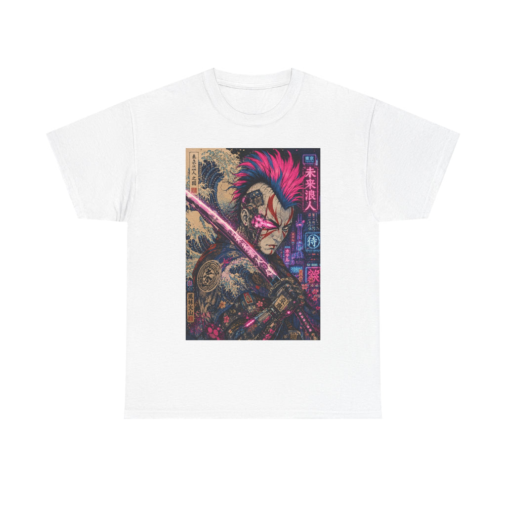 Graphic Tee — Neon Samurai Street Art Shirt - Japanese Streetwear T-Shirt | Tokyo Style X