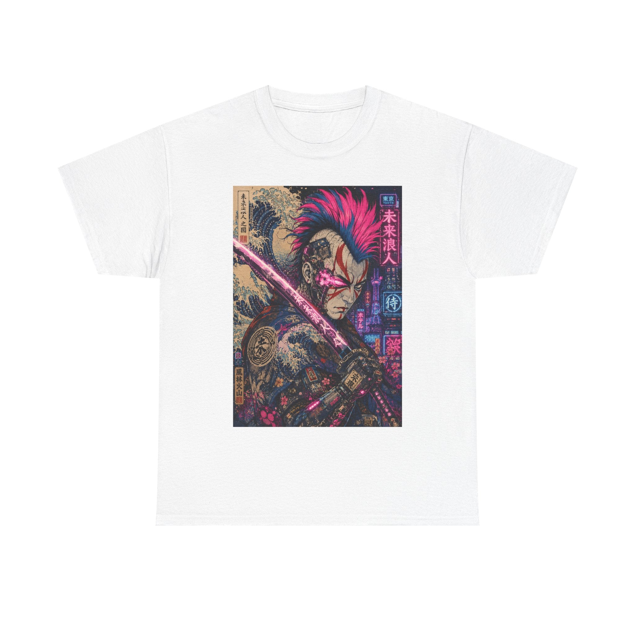 Graphic Tee — Neon Samurai Street Art Shirt - Japanese Streetwear T-Shirt | Tokyo Style X