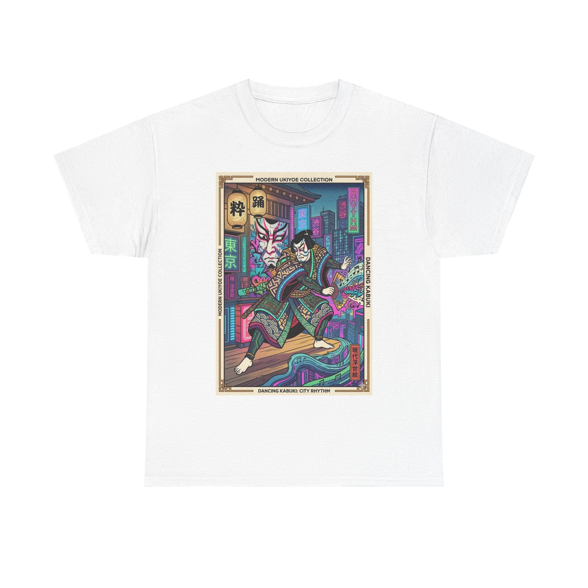 Kabuki Cyberpunk T-Shirt — Neon Samurai Art Tee