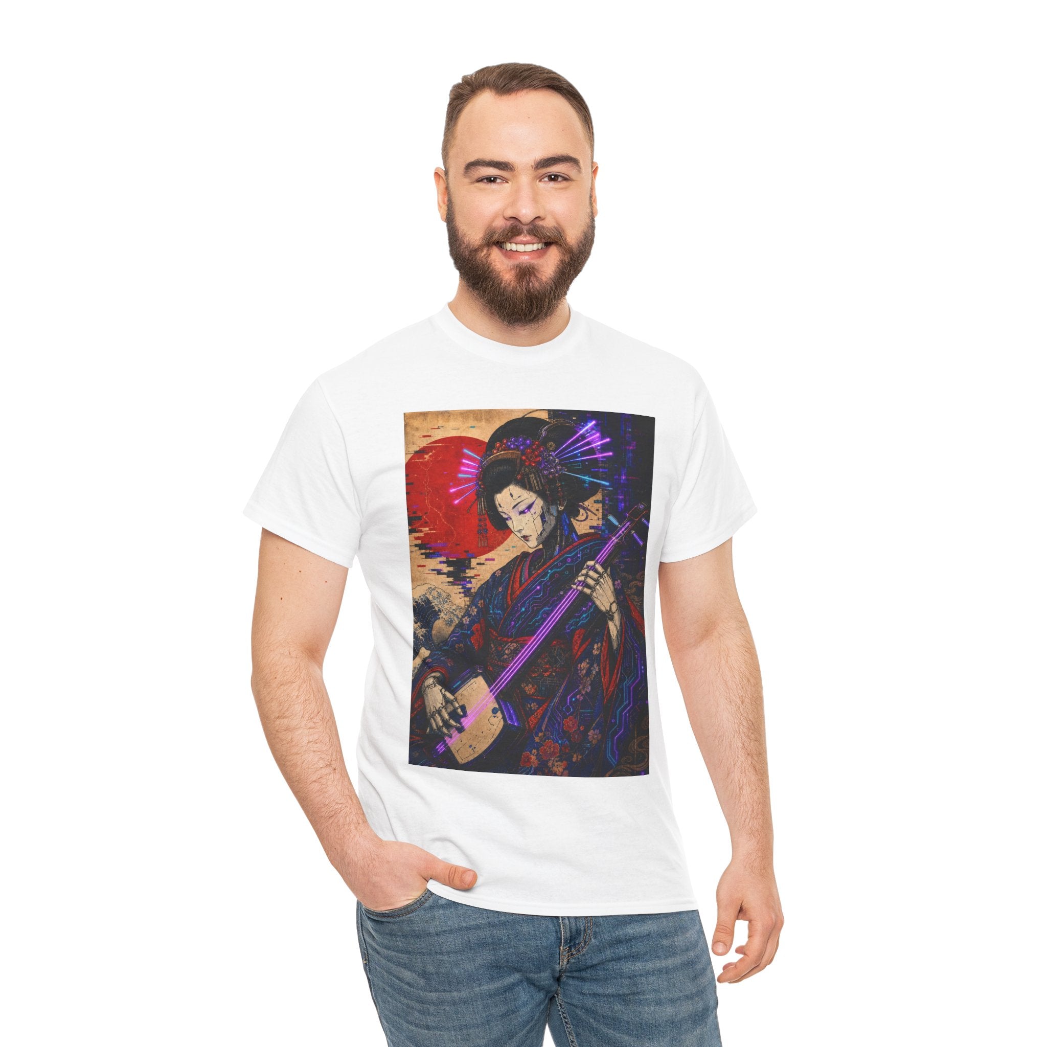 Geisha Shamisen Art Tee — Japanese Vintage-Inspired Music Graphic T-Shirt - Japanese Streetwear T-Shirt | Tokyo Style X