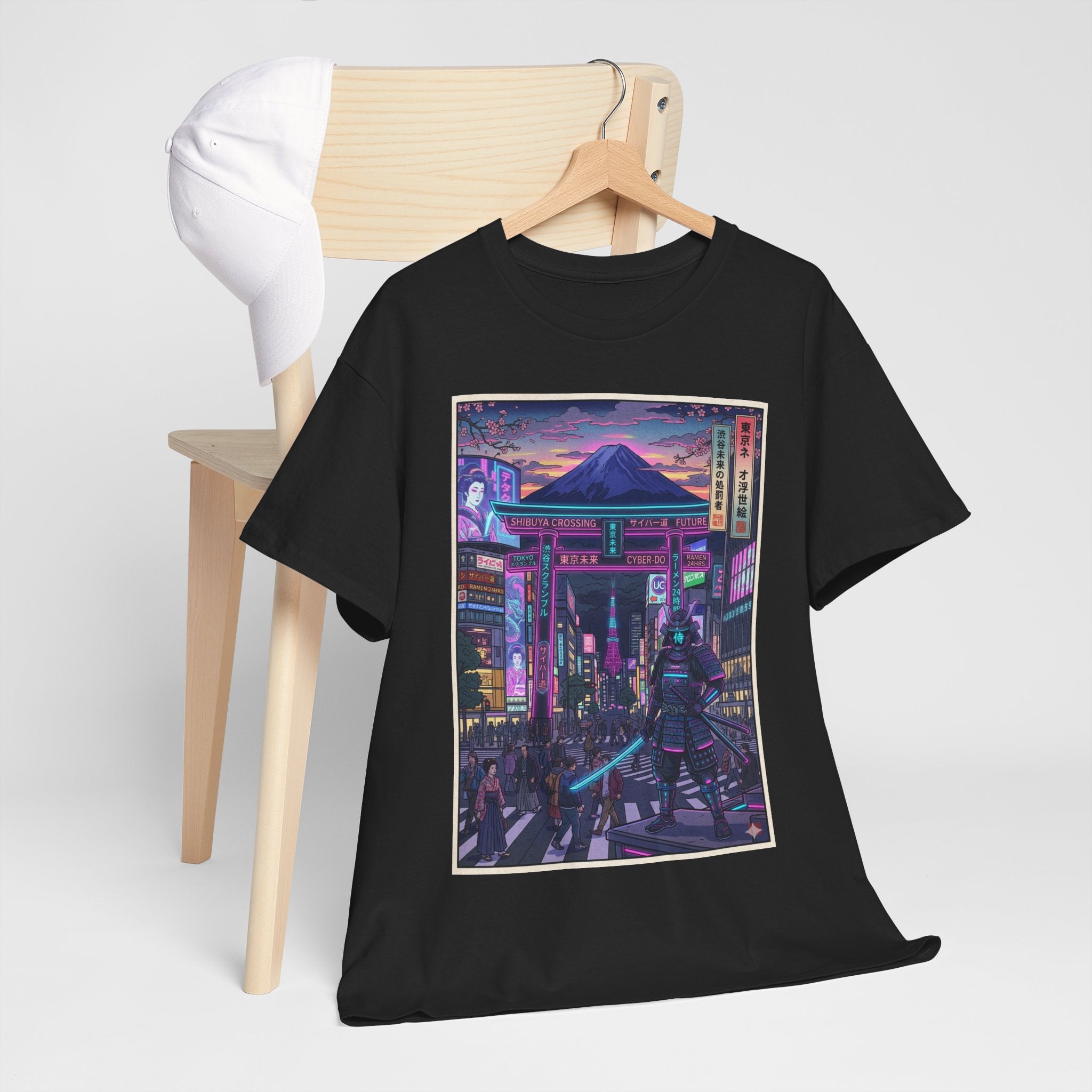Cyberpunk Night Market T-Shirt — Neon Samurai Tokyo Streetwear