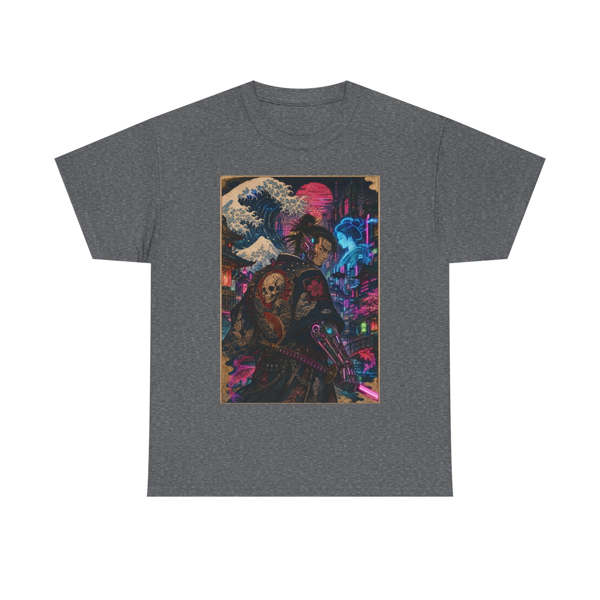 Cyberpunk Samurai T-Shirt — Neon Tokyo Wave Graphic Tee - Japanese Streetwear T-Shirt | Tokyo Style X