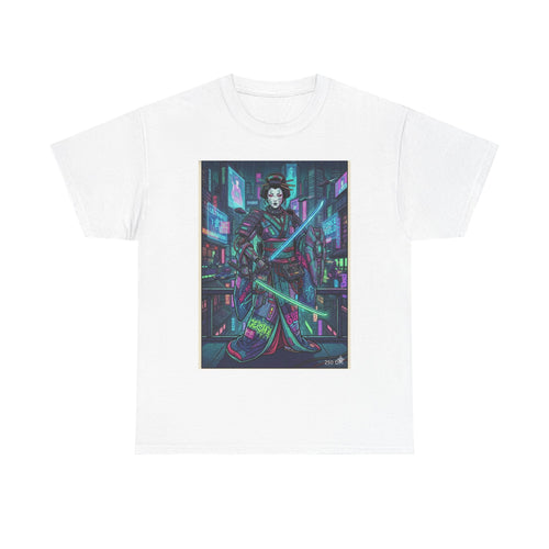 Cyber Geisha T-Shirt — Neon Samurai Streetwear Graphic Tee