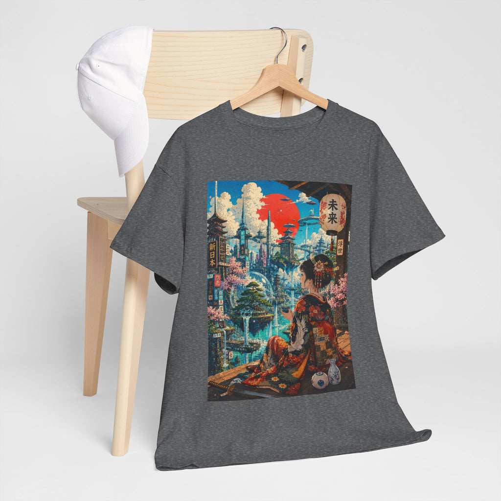 Cyber Geisha T‑Shirt — Futuristic Japanese Cityscape Graphic Tee - Japanese Streetwear T-Shirt | Tokyo Style X