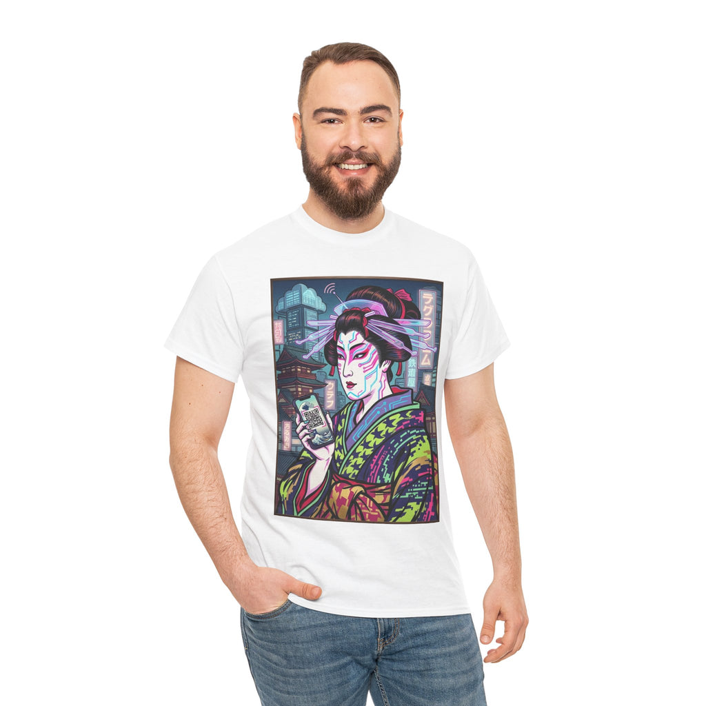 Geisha Cyberpunk T-Shirt — Neon Ukiyo-e Art Tee