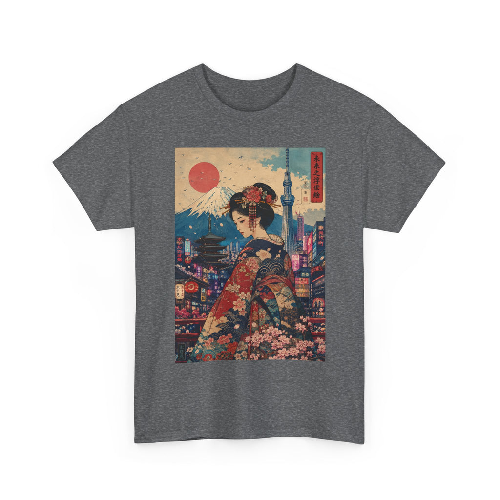 Japanese Geisha Sunset Tee — Vintage Ukiyo-e Kimono Art T-Shirt