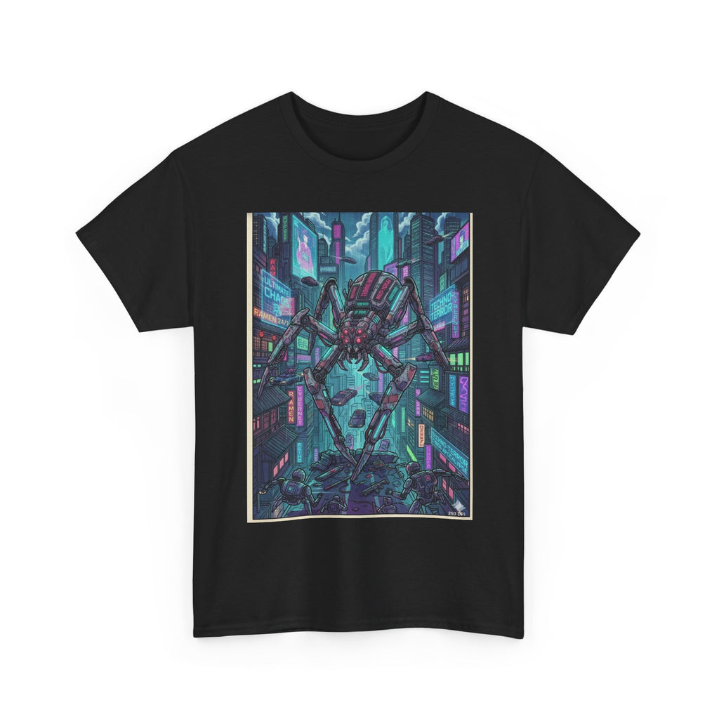 Cyberpunk Spider City T-Shirt — Neon Sci‑Fi Graphic Tee