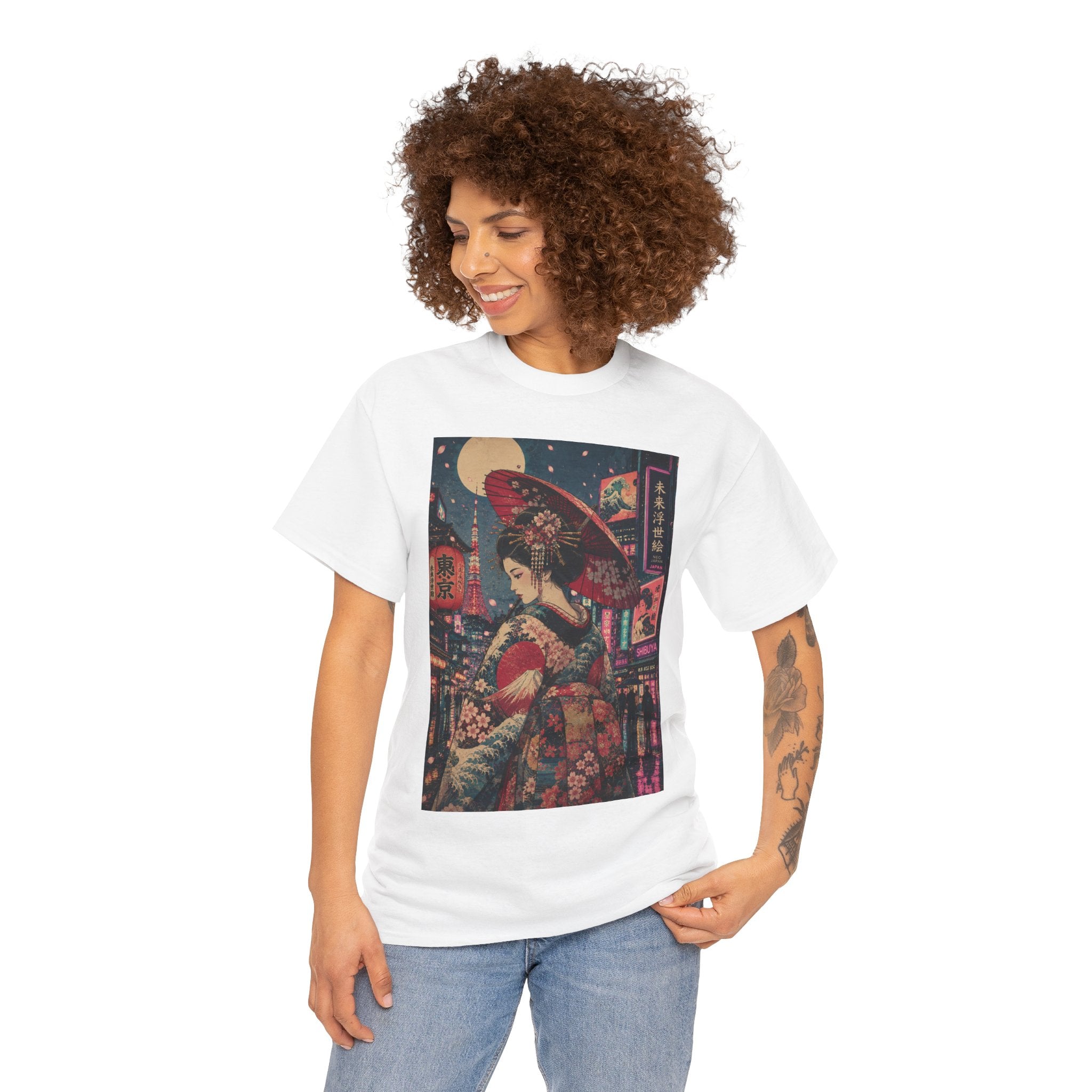 Geisha Nightstreet T‑Shirt — Vintage Japanese Cityscape Graphic Tee