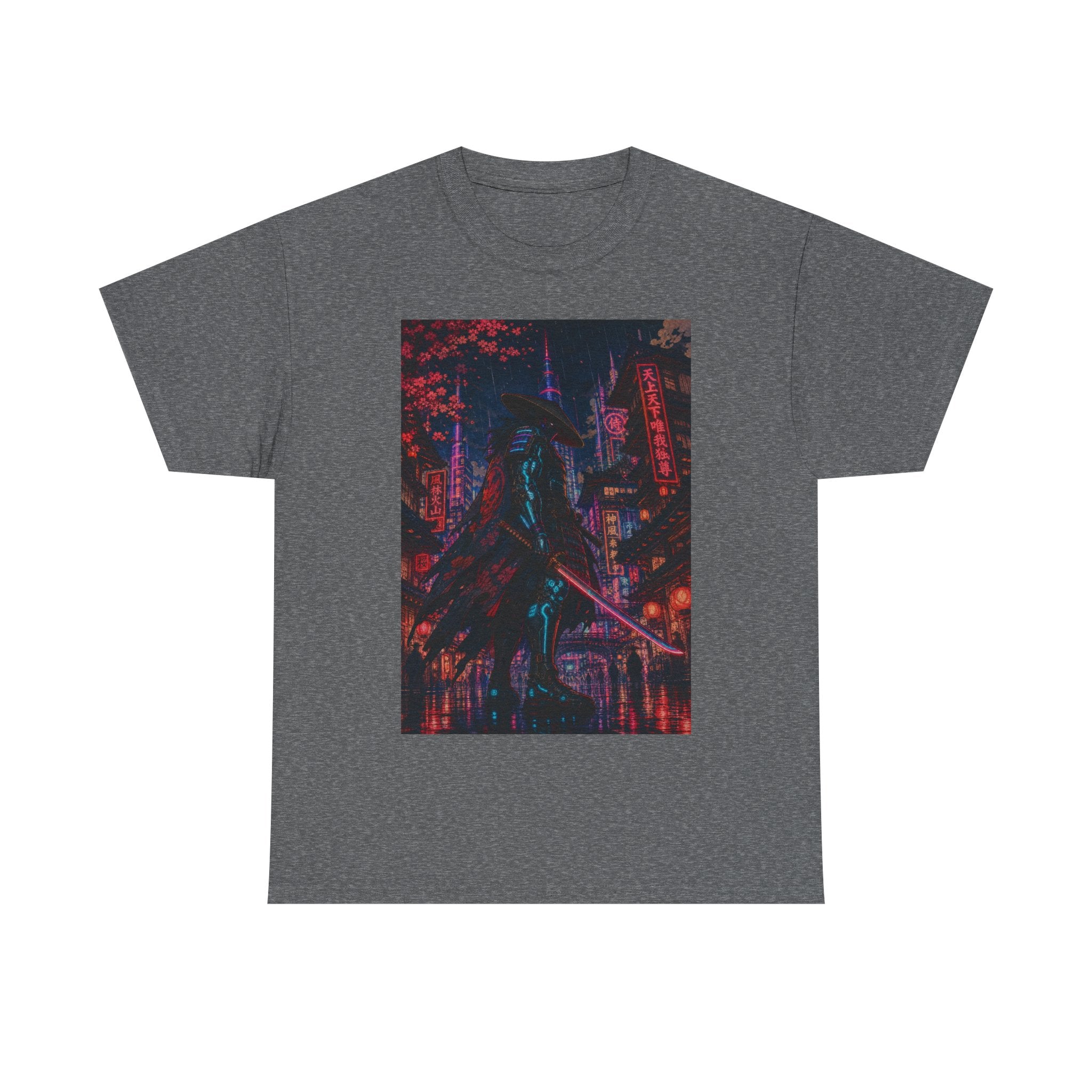 Cyberpunk Samurai Tee — Neon Night City Graphic T-Shirt