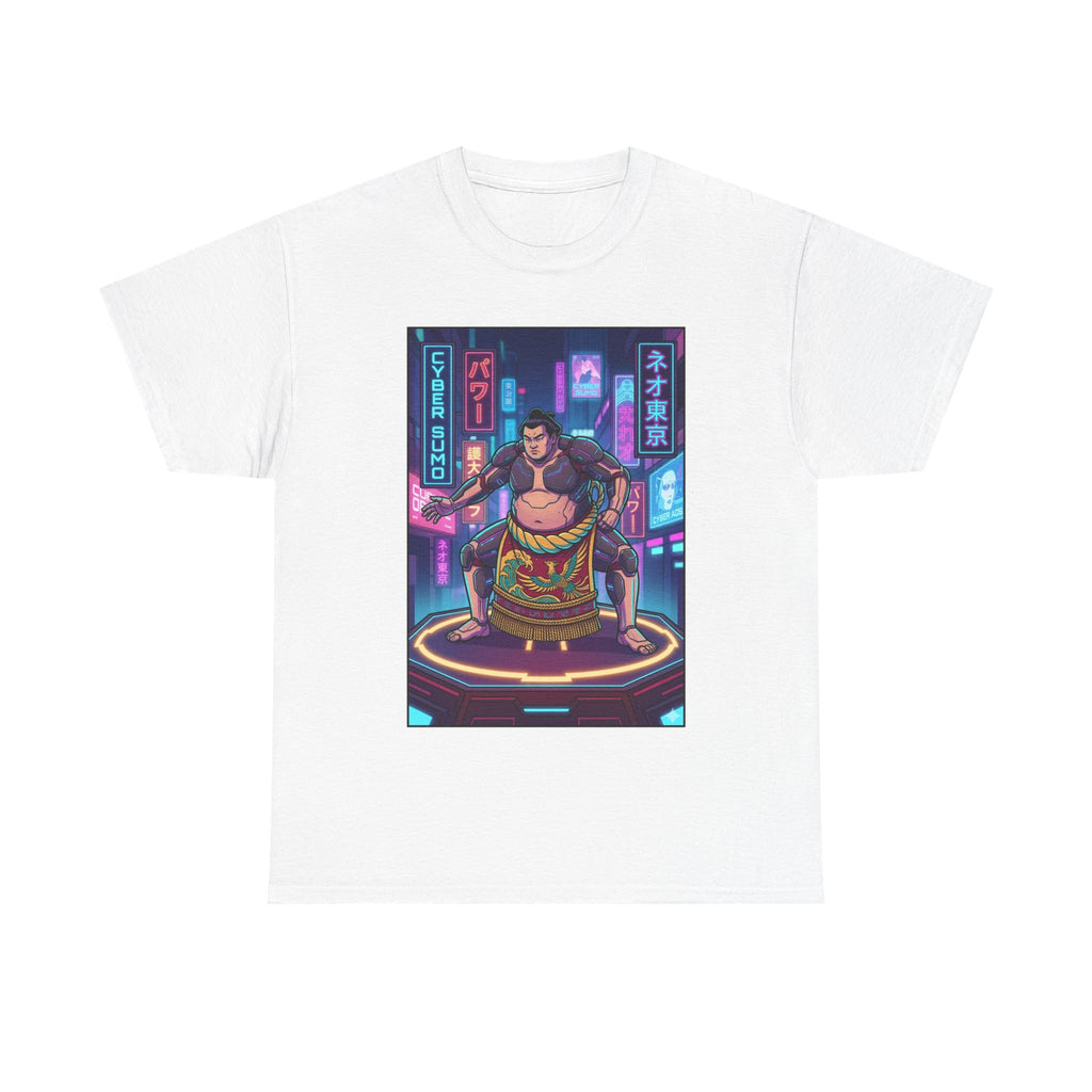 Cyberpunk Sumo Warrior T-Shirt — Neon Japanese Street Art Tee