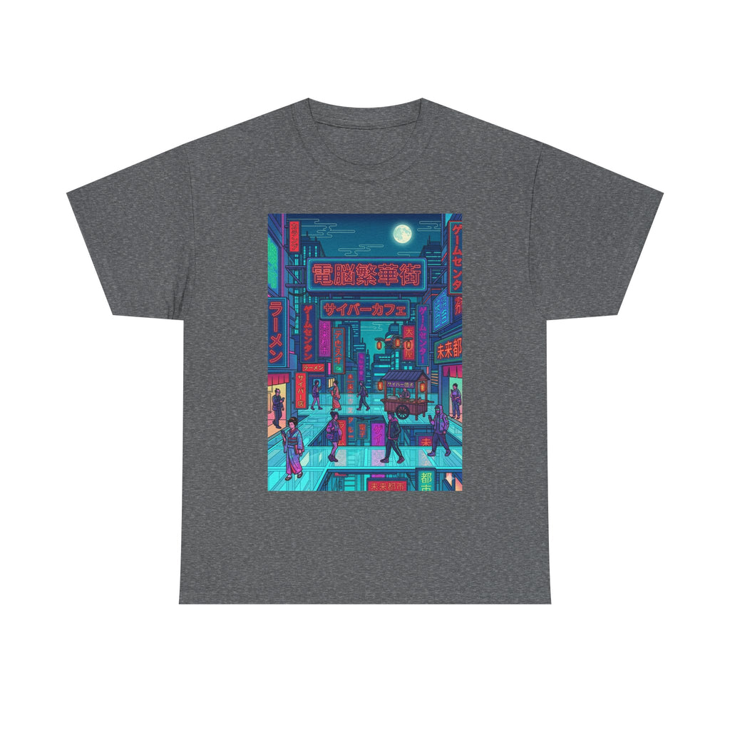 Cyberpunk Cityscape Tee — Neon Tokyo Street Scene Graphic T‑Shirt