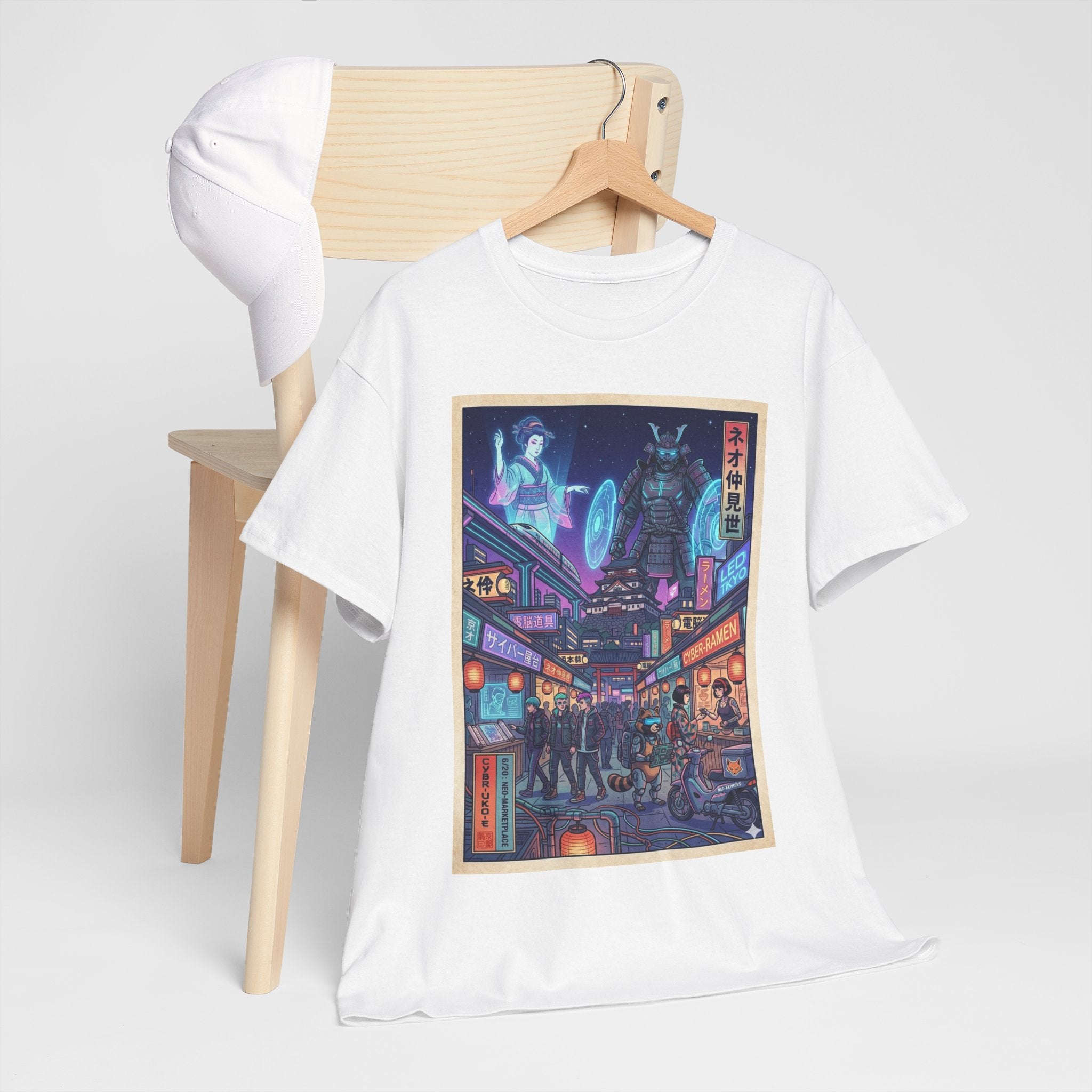 Cyberpunk Tokyo Alley T-Shirt — Neon Night Market Graphic Tee