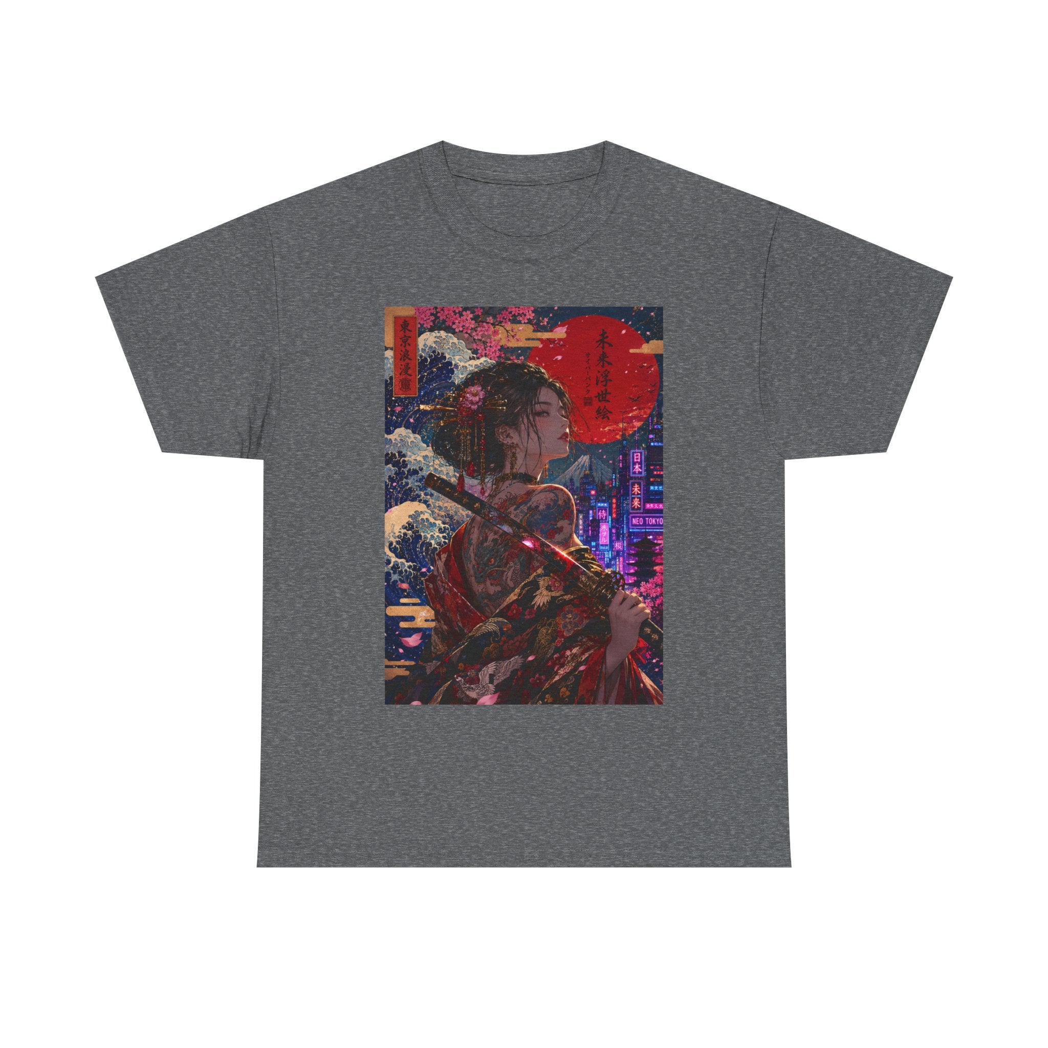 Cyberpunk Geisha T-Shirt — Neon Samurai Art Tee
