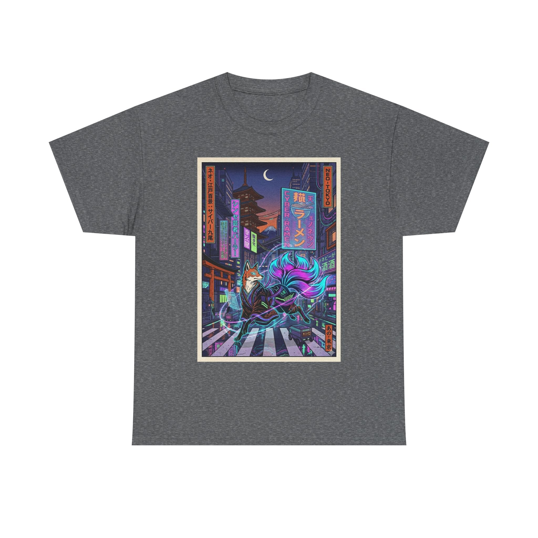 Cyberpunk Fox Tee — Neon Night Street Samurai Graphic T-Shirt - Japanese Streetwear T-Shirt | Tokyo Style X