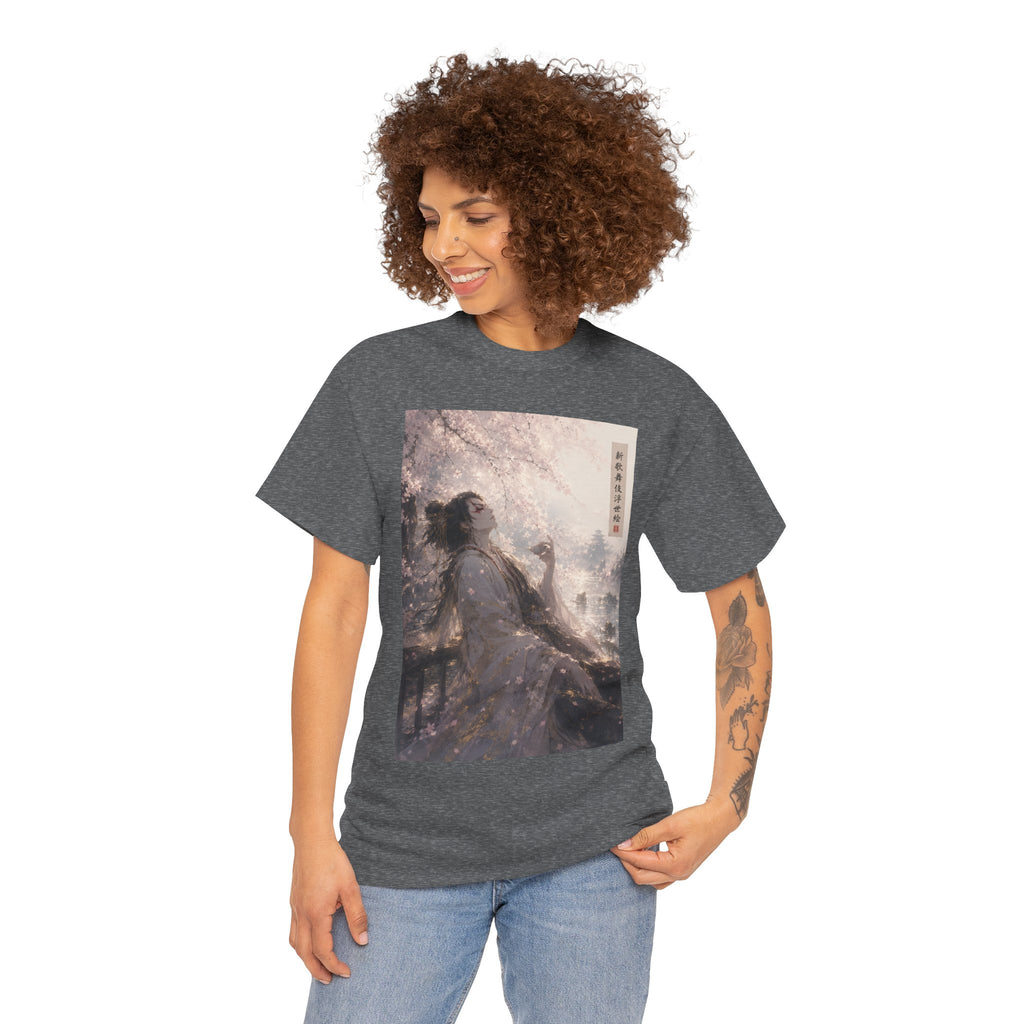 Cherry Blossom Geisha Tee — Serene Japanese Art Graphic T-Shirt