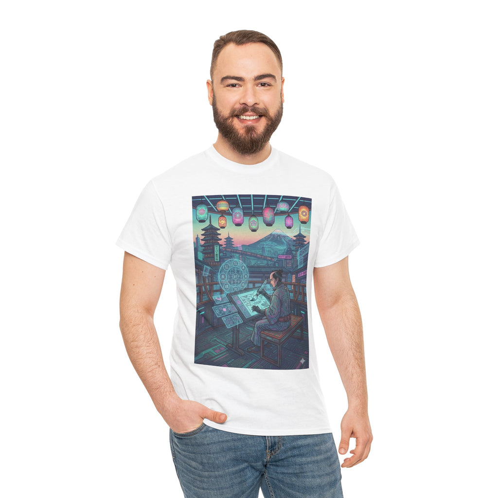 Cyberpunk Artist Tee — Night Studio Illustration T-Shirt - Japanese Streetwear T-Shirt | Tokyo Style X