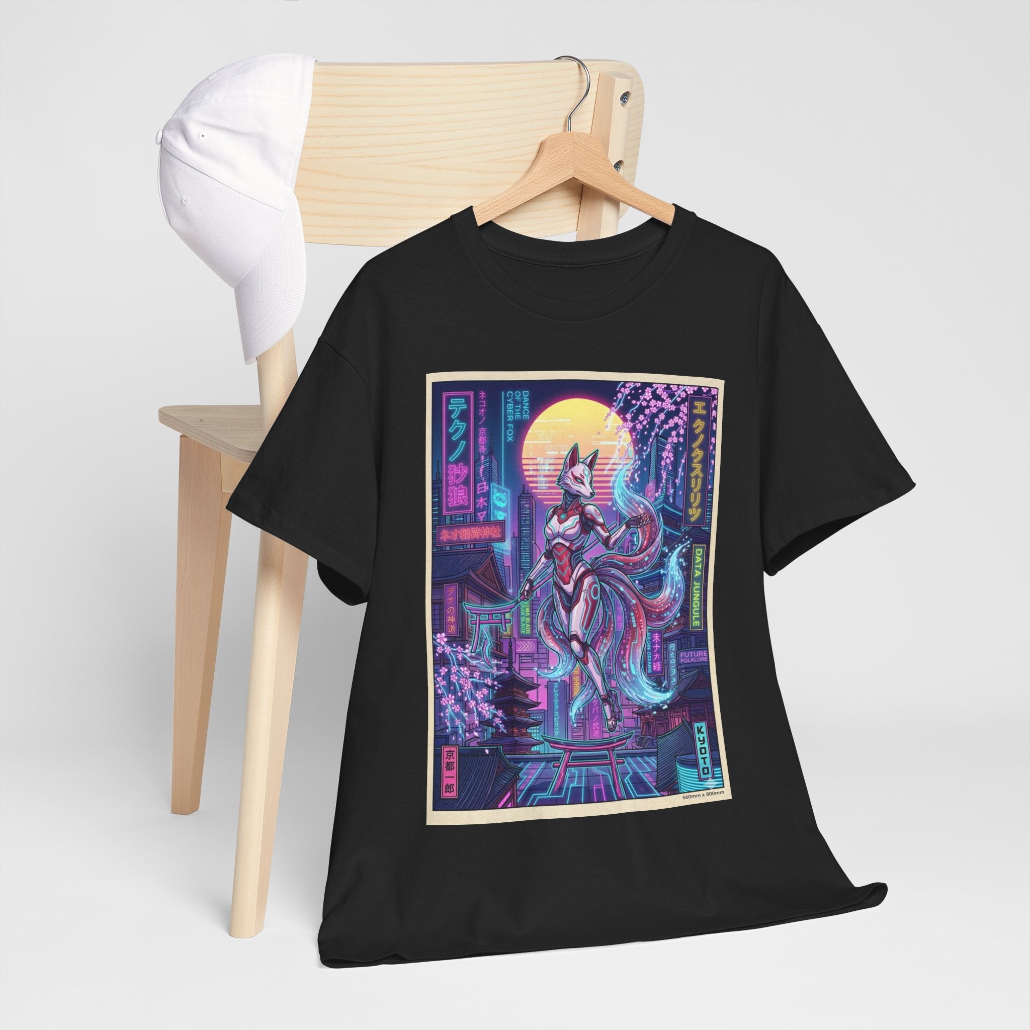 Cyberpunk Kitsune T-Shirt — Neon Japan Fox Spirit Tee - Japanese Streetwear T-Shirt | Tokyo Style X
