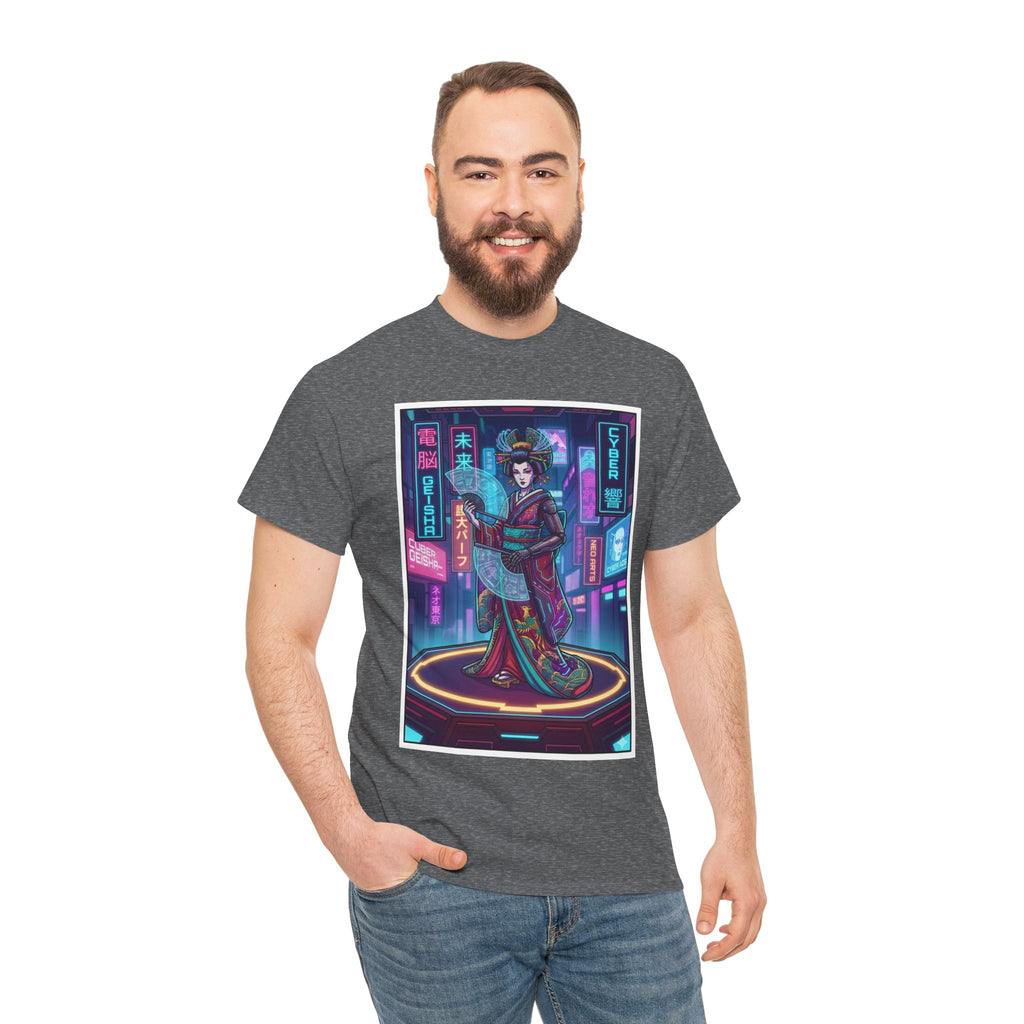 Geisha Cyberpunk T-Shirt — Neon Tokyo Aesthetic Graphic Tee