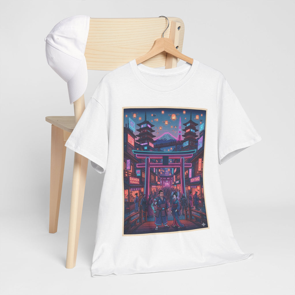 Japanese Night Market Tee — Neon Torii Shrine Streetwear