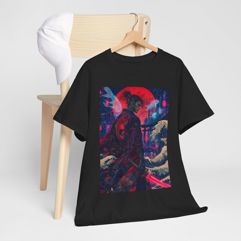 Cyber Samurai Tee — Neon Retro Anime Graphic T-Shirt