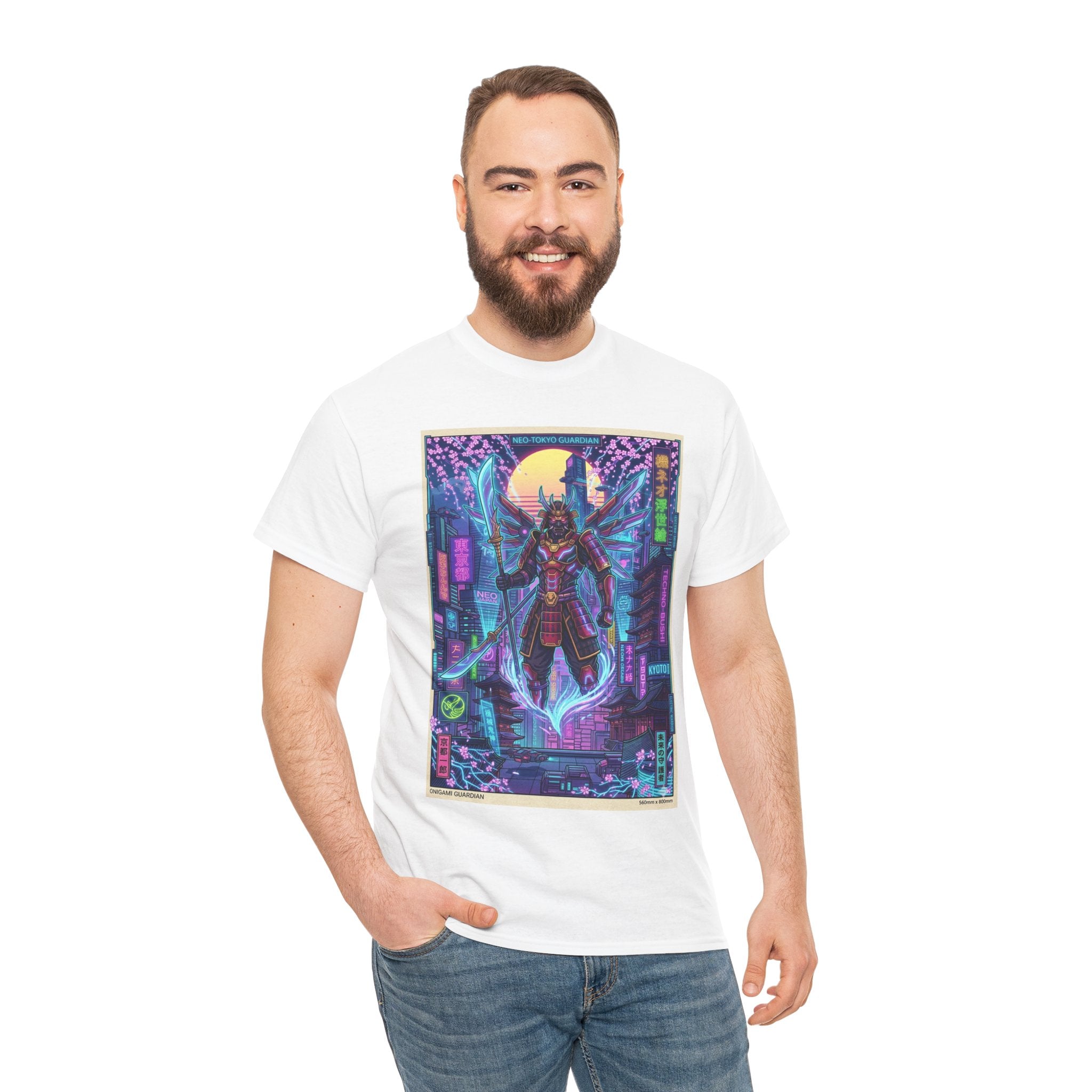 Cyberpunk Samurai T-Shirt — Neon Futuristic Japan Graphic Tee - Japanese Streetwear T-Shirt | Tokyo Style X