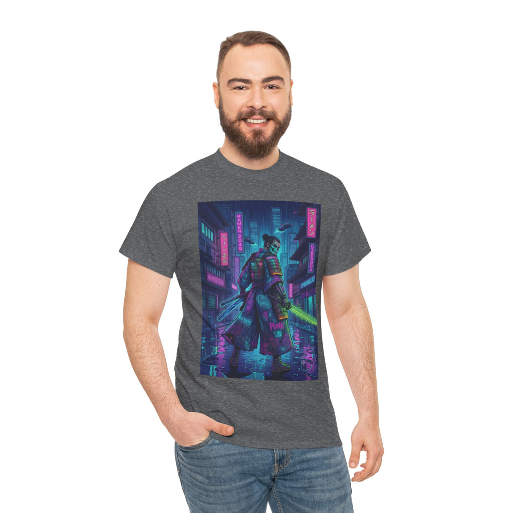 Cyberpunk Samurai T-Shirt — Neon City Night Rider Graphic Tee