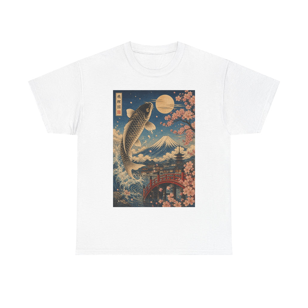 Koi & Mount Fuji T-Shirt — Japanese Cherry Blossom Retro Art Tee
