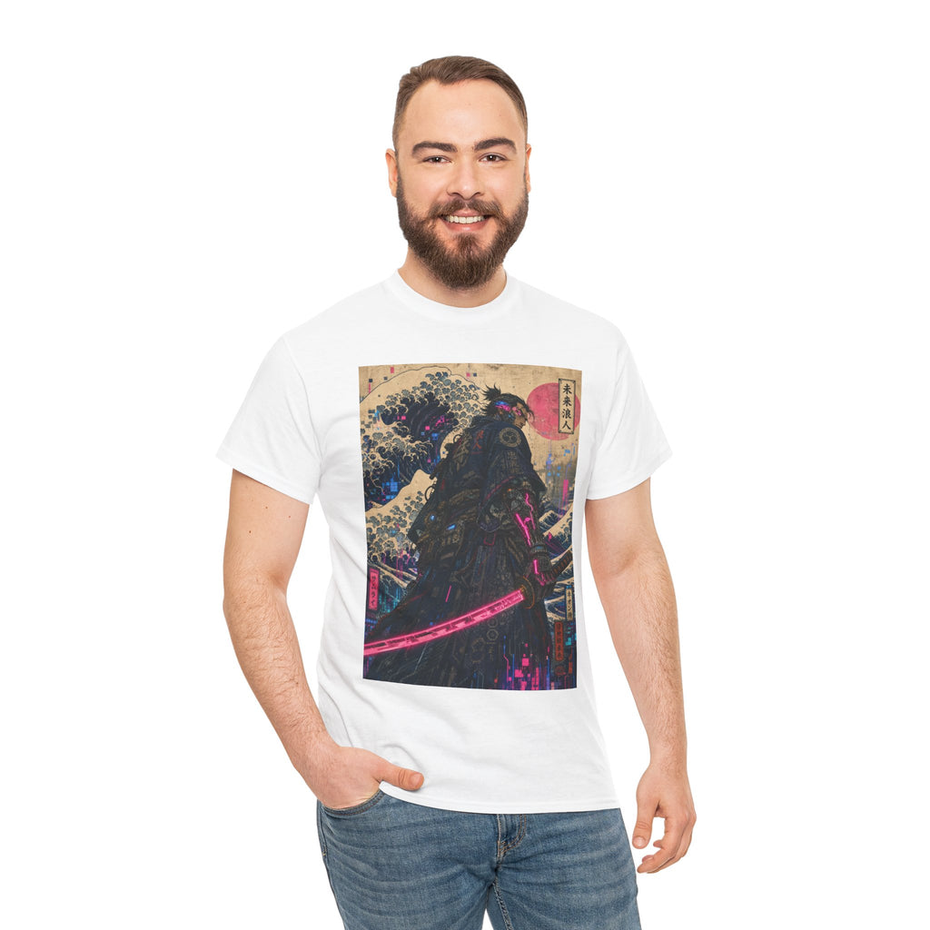 Samurai Wave T-Shirt — Neon Katana Japanese Ukiyo-e Graphic Tee - Japanese Streetwear T-Shirt | Tokyo Style X