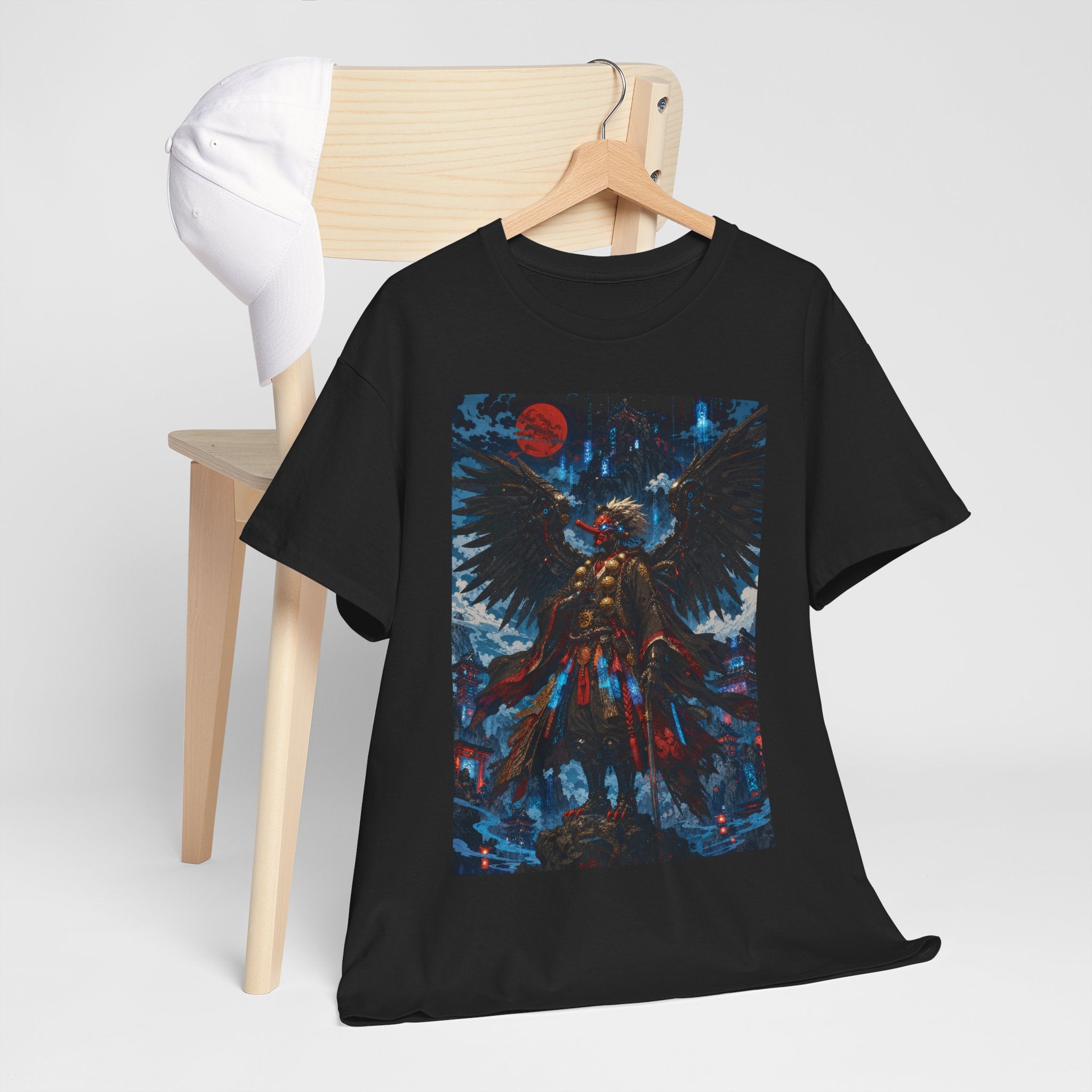 Angel of Night Graphic Tee — Dark Fantasy Winged Warrior T-Shirt