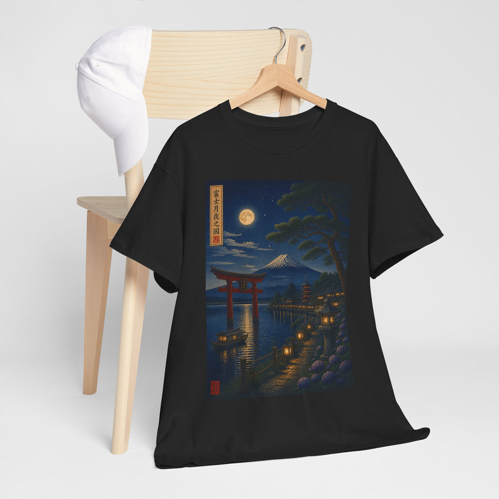 Japanese Nightscape Tee — Torii Gate Moonlit Ukiyo-e Shirt