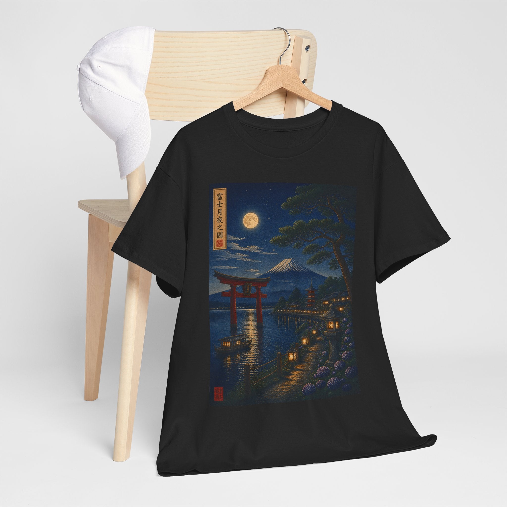 Japanese Nightscape Tee — Torii Gate Moonlit Ukiyo-e Shirt