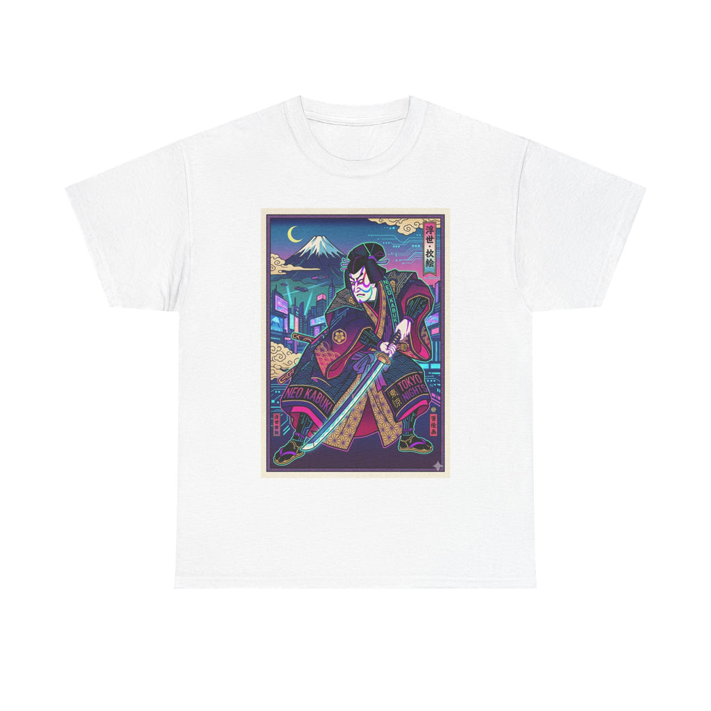 Samurai Night T-Shirt — Neon Ukiyo-e Sword Art Tee - Japanese Streetwear T-Shirt | Tokyo Style X