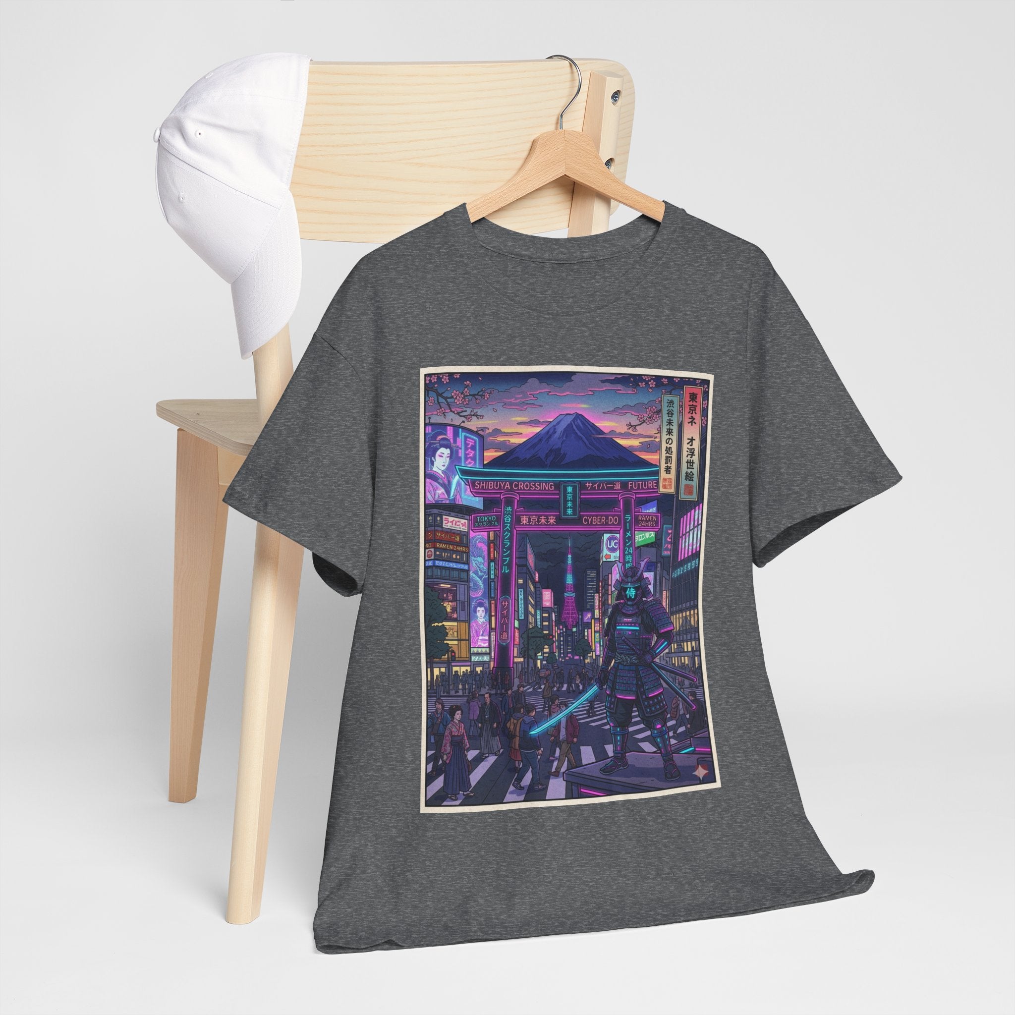 Cyberpunk Night Market T-Shirt — Neon Samurai Tokyo Streetwear