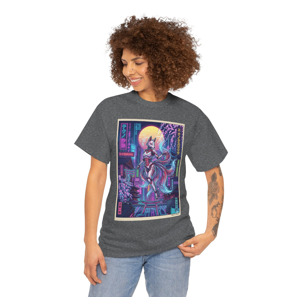Cyberpunk Kitsune T-Shirt — Neon Japan Fox Spirit Tee - Japanese Streetwear T-Shirt | Tokyo Style X