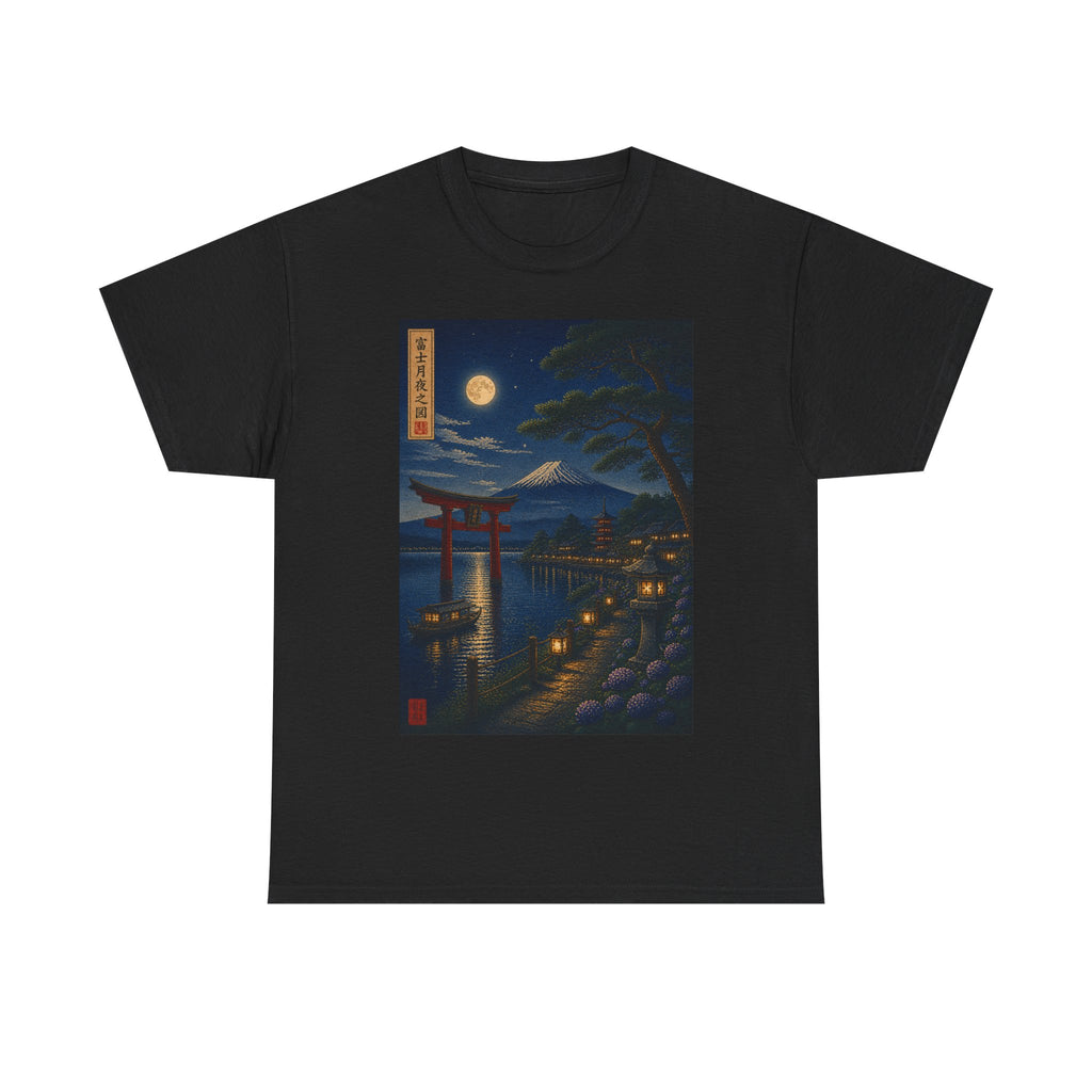 Japanese Nightscape Tee — Torii Gate Moonlit Ukiyo-e Shirt