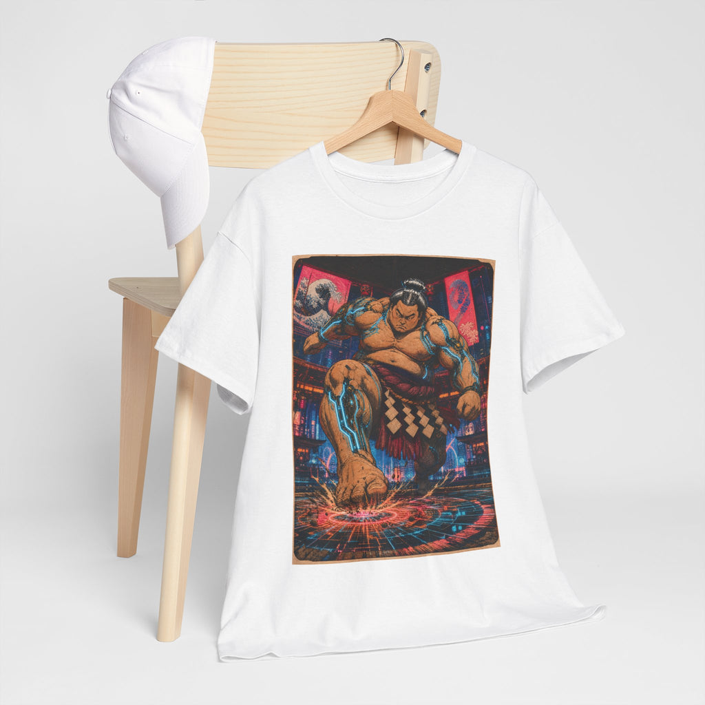 Sumo Fighter Graphic Tee — Retro Neon Street Art T-Shirt
