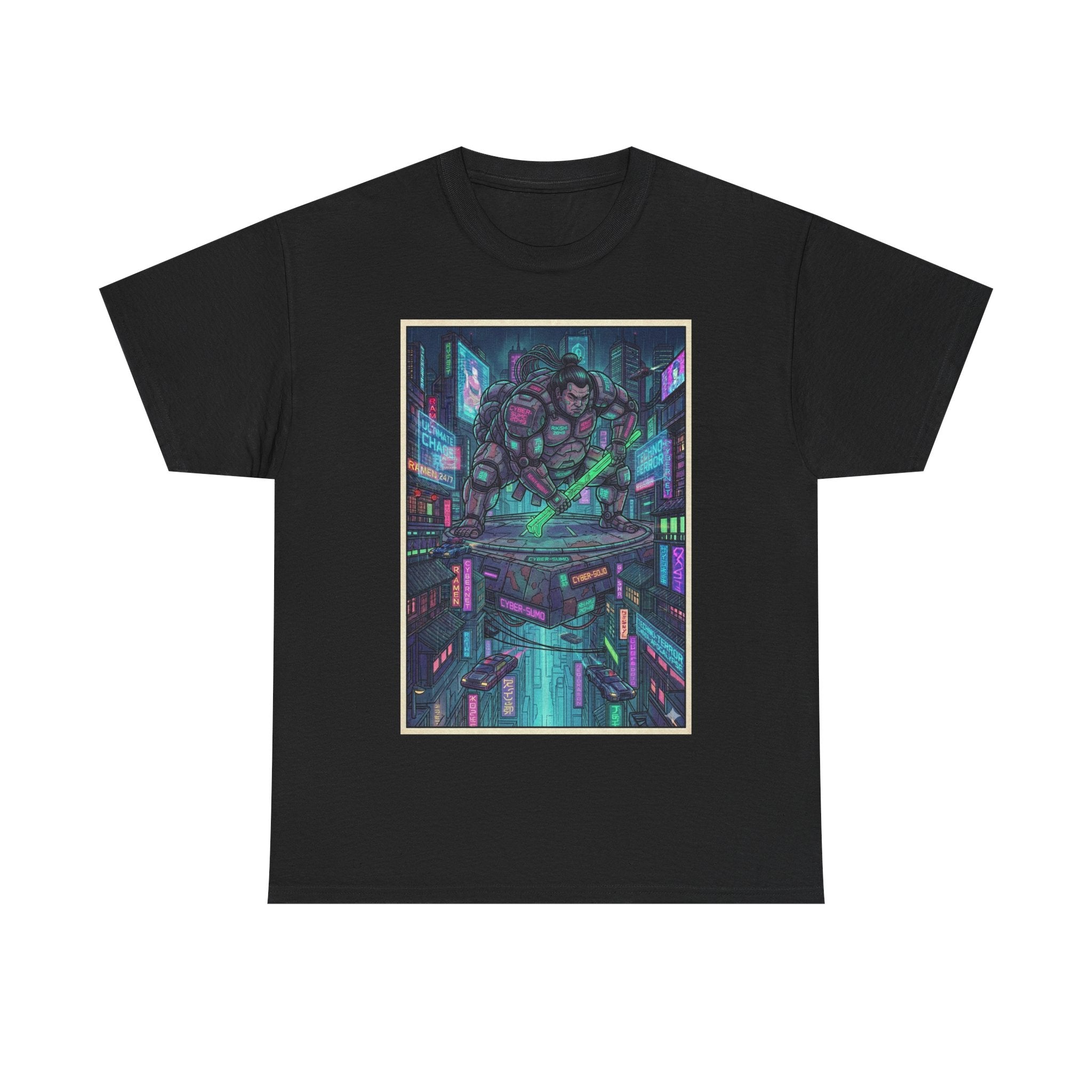 Cyberpunk City Gorilla Tee — Neon Futuristic Streetwear Graphic T-Shirt