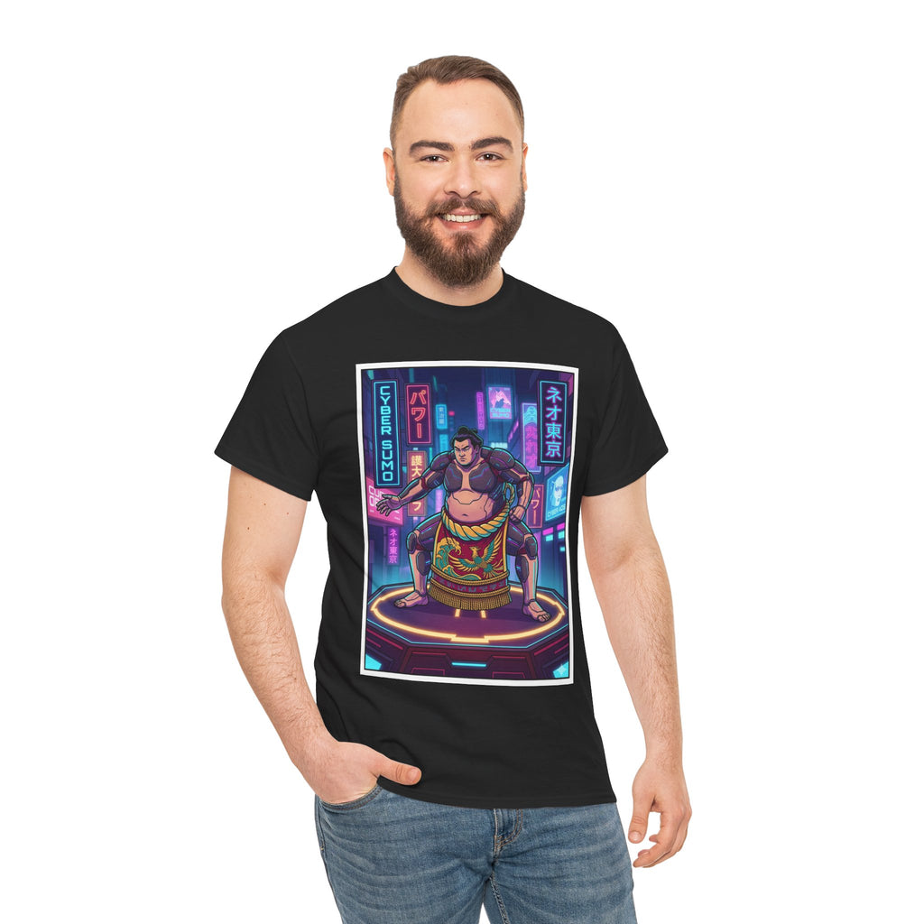 Cyberpunk Sumo Warrior T-Shirt — Neon Japanese Street Art Tee