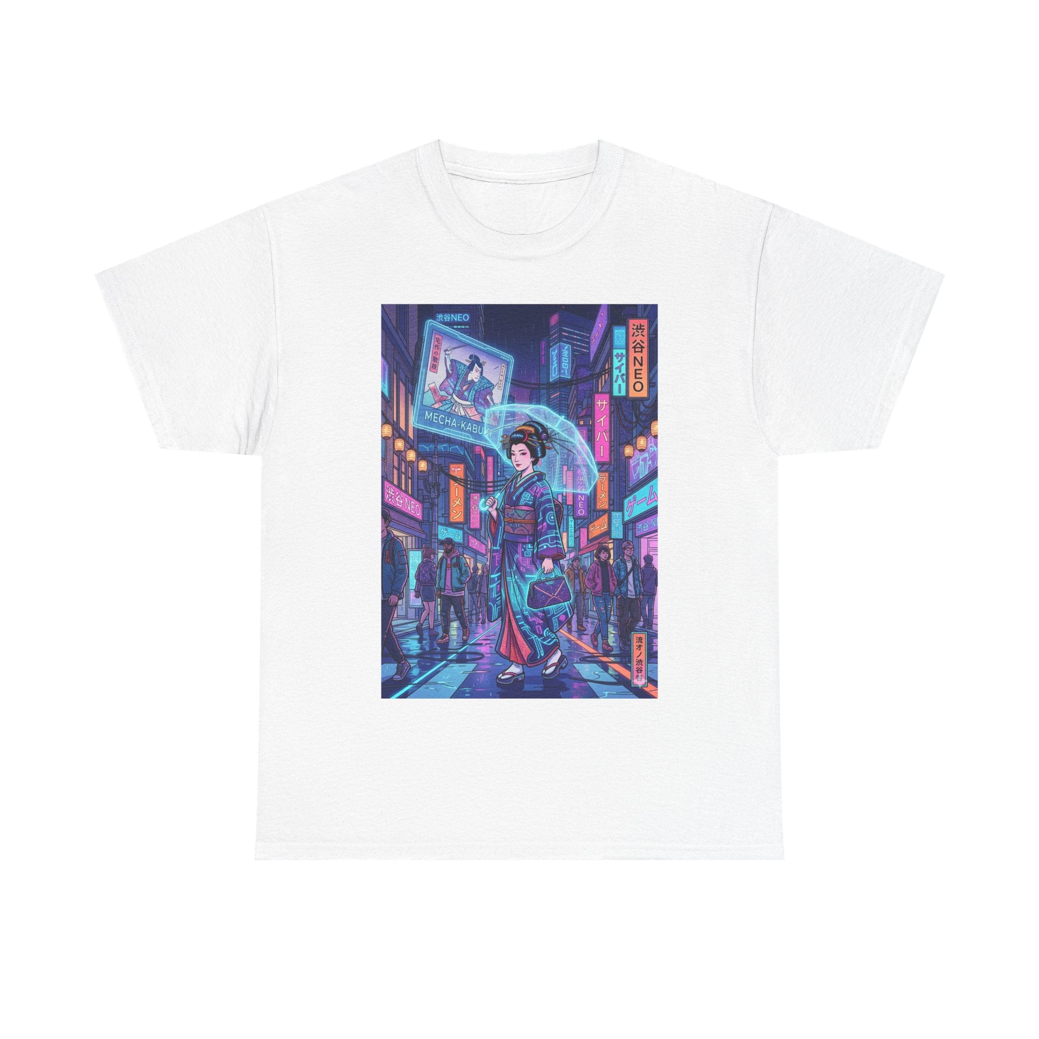 Cyberpunk Geisha T-Shirt — Neon Tokyo Streetwear Graphic Tee - Japanese Streetwear T-Shirt | Tokyo Style X