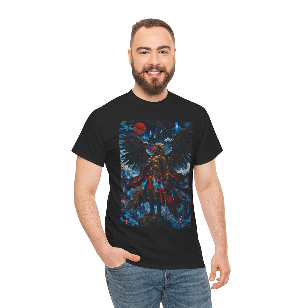 Angel of Night Graphic Tee — Dark Fantasy Winged Warrior T-Shirt