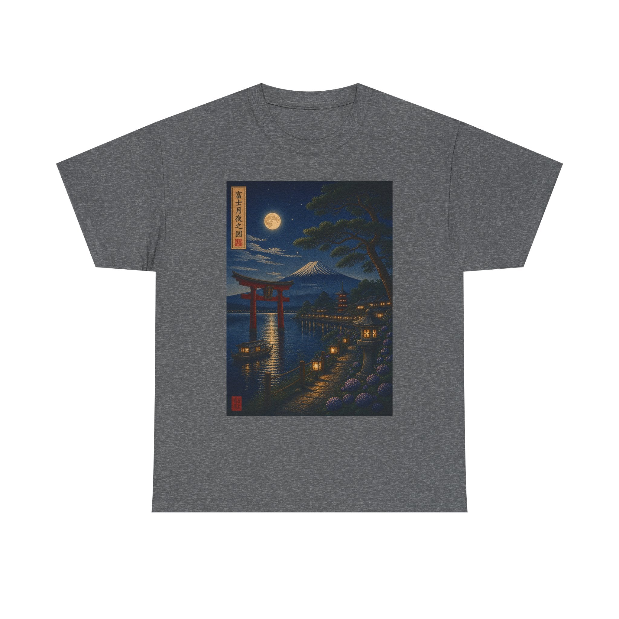 Japanese Nightscape Tee — Torii Gate Moonlit Ukiyo-e Shirt