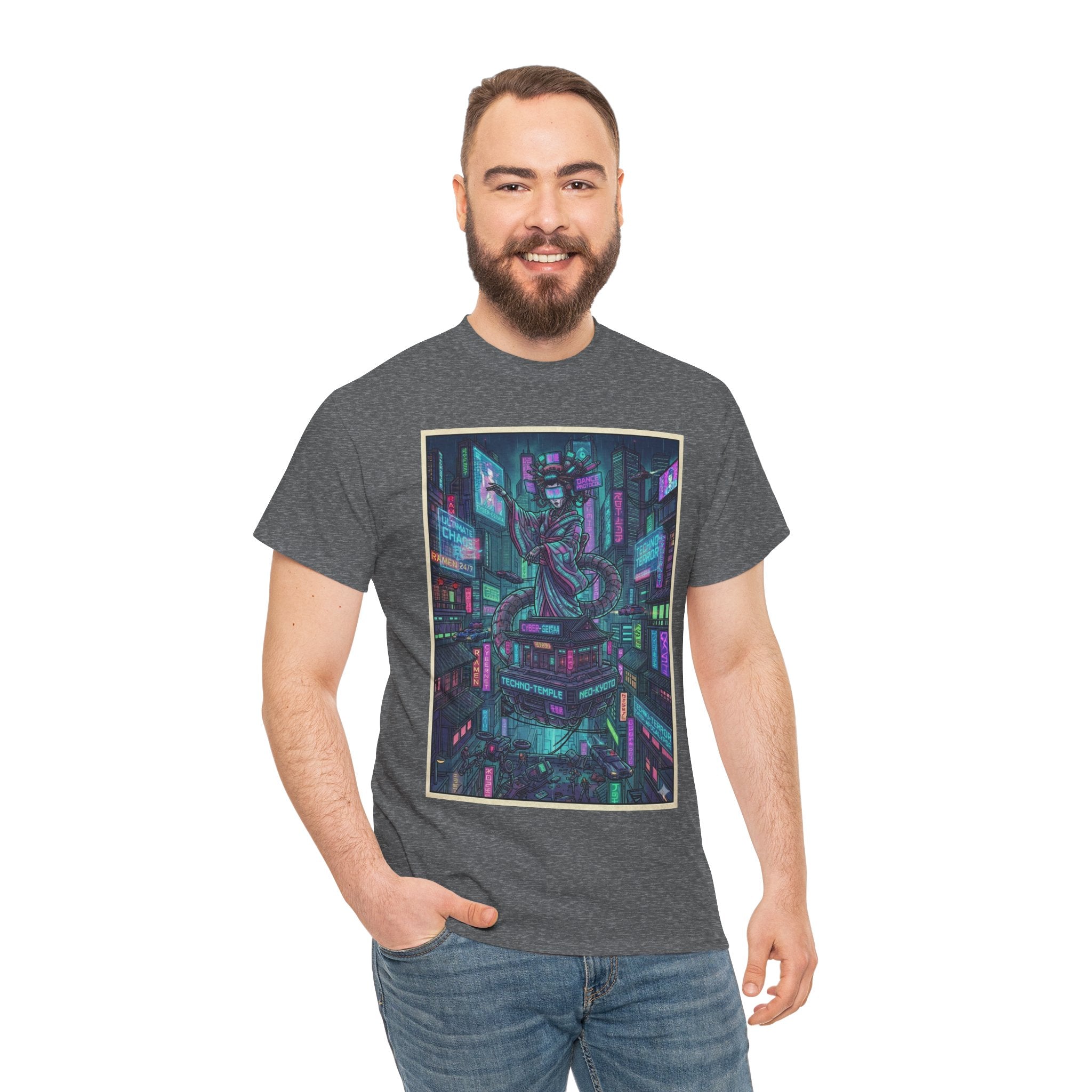 Cyberpunk City Tee — Neon Samurai Streetwear Graphic T-Shirt