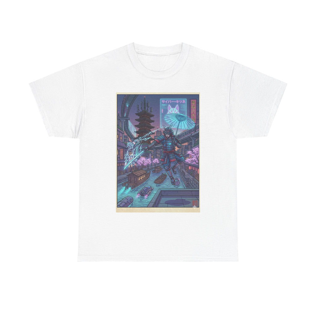 Cyberpunk Samurai Tee — Neon Night City Graphic T-Shirt - Japanese Streetwear T-Shirt | Tokyo Style X