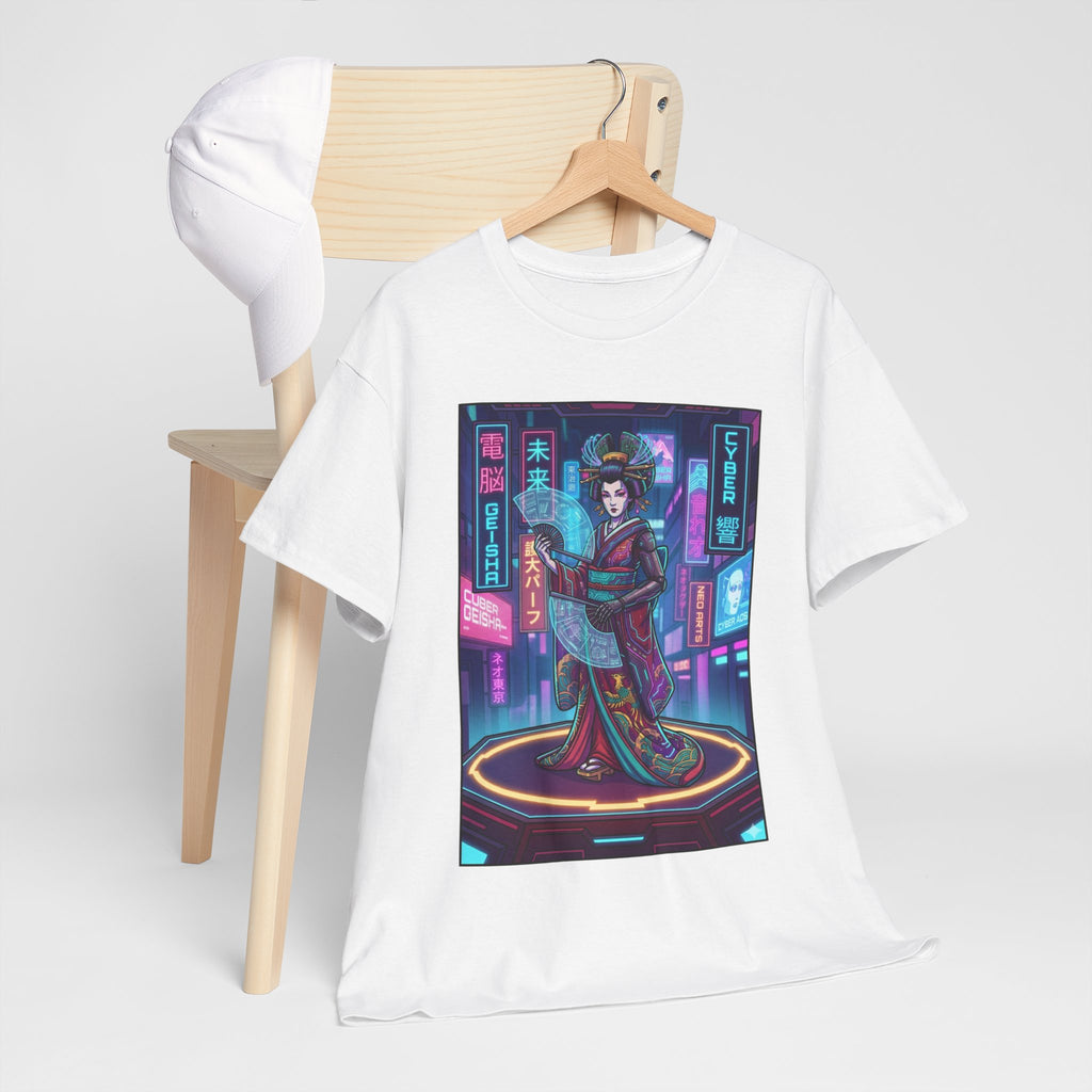 Geisha Cyberpunk T-Shirt — Neon Tokyo Aesthetic Graphic Tee